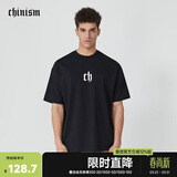 CHINISM CH短袖男夏季T恤半袖时尚宽松潮流休闲圆领情侣上衣 黑色 2XL