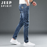 JEEP SPIRIT吉普牛仔裤男春夏季韩版裤子男士修身小脚裤男裤 蓝色 32