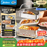 美的（Midea）电火锅钛陶0氟多功能锅不锈钢蒸锅鸳鸯火锅专用锅超薄速沸多功能一体电锅煎烤料理锅DLS332266S
