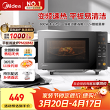 美的（Midea）家用变频微波炉平板式易清洁 800W微波速热 一键智能菜单 钻石背板 微晶面板加热20L（PM20M2）