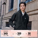 adidas休闲舒适宽松加绒连帽夹克外套男女秋冬阿迪达斯官方轻运动   黑色   XXS