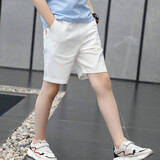 伴1号（BANYIHAO）男童裤子夏季薄款短裤夏天休闲儿童中裤男孩纯色夏装中大童装 白色 150