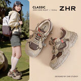 ZHR则则登山鞋女户外运动鞋女轻便厚底增高休闲女鞋 KD215 棕色 35