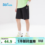 361°儿童短裤夏季男女童3-12岁透气运动裤梭织五分裤 黑 160