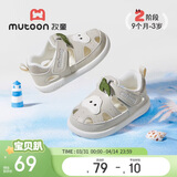 牧童儿童凉鞋宝宝学步鞋女夏镂空透气机能鞋婴儿防撞鞋子男 奶油灰16