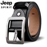 JEEP SPIRIT吉普皮带男士腰带牛皮商务休闲针扣裤带中青年礼盒装时尚潮流皮带 BT0356黑色 115cm （建议裤子31-33码）