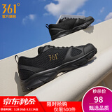 361°运动鞋男鞋春夏季新品透气网面跑鞋黑色通勤轻质慢跑步鞋 曜石黑/皇冠金【透气网布】 45