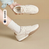 西遇（Westlink）厚底德训鞋女2026新款春夏小白鞋运动休闲百搭巨好看阿甘鞋子 卡其色 付款20天 39 (245)