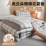 南极人（Nanjiren）被子1.5米x2米空调被夏凉被A类母婴可机洗裸睡夏天学生宿舍单人被 艾琳-灰 【A类母婴级 超柔 可机洗】 单人夏被150x200cm【新疆棉花填充】 夏被