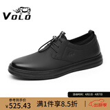 VOLO犀牛男款商务休闲皮鞋男士透气真皮板鞋软底正装皮鞋 黑色 40