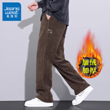 真维斯（Jeanswest）雪尼尔休闲裤男士2026春秋季加绒加厚直筒裤子潮牌灯芯绒运动卫裤 6632咖啡 加绒 XL
