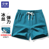 罗蒙（ROMON）短裤男夏季薄款冰丝宽松运动休闲三分裤男 湖蓝色 2XL 