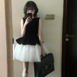 多想余小礼服连衣裙女夏黑色裙子高级感2026新款公主裙法式生日约会裙 黑天鹅丝绒蓬蓬裙 M 建议85-110斤