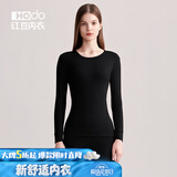 红豆（Hodo）秋衣秋裤女纯棉保暖内衣套装男士圆领本命年全棉中老年打底棉毛衫 女士黑色 M (160) 女士