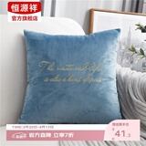 恒源祥抱枕金线绣花抱枕套靠垫套办公室沙发汽车抱枕靠垫套舒适靠垫套 （字母）天空蓝（含芯） 50cm*50cm 枕套