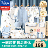 迪士尼婴儿衣服礼盒纯棉新生儿春夏秋冬男女宝宝满月百天见面礼物用品 【四季款】蓝色米奇26件套 66cm 适合3-6个月宝宝