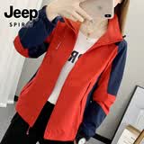JEEP SPIRIT冲锋衣外套女春秋冬三合一可拆卸登山妈妈风衣订制工作服团购LOGO 女款红色单外套 L