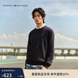 Tommy Hilfiger【撞色横条纹】26春夏新款男纯棉休闲学院风圆领内搭针织衫 【纯色绣标毛衣】午夜蓝FAP XS （推荐：120斤以下）