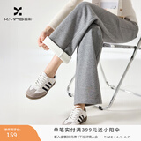 香影【加绒抗起球】直筒阔腿裤女高腰2025秋冬新款长裤宽松糯米裤 灰色 XL