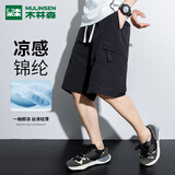 木林森（MULINSEN）男士短裤男夏季宽松休闲百搭舒适五分裤中裤透气沙滩裤男 黑色 XL