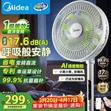 美的（Midea）【幸运草安睡1S】一级能效直流变频声控电风扇家用遥控卧室静音落地扇台式桌面抗菌大风力转页扇