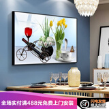 梓画 餐厅装饰画现代简约歺厅挂画饭厅墙面餐桌背景高档饭厅厨房壁画 红酒架子 80宽*60高 CM 晶瓷画