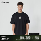 CHINISM CH短袖男夏季T恤半袖时尚宽松潮流休闲圆领情侣上衣 黑色 S