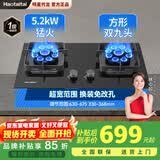 Haotaitai妈妈安全灶燃气灶煤气灶定时防干烧双灶家用台式嵌入式猛火灶熄火保护灶具5.2KW天然气液化气灶 方型双九头灶【超燃5.2猛火】B19 管道天然气