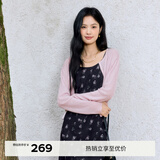 伊芙丽（eifini）朱珠代言薄透粉色修身百搭针织开衫女罩衫上衣26春季新款 粉色 S 80-105斤