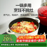 乐扣乐扣（LOCK&LOCK）珐琅铸铁锅双耳汤锅炖锅奶锅煮锅煮面煲汤电磁炉煤气灶白色24cm