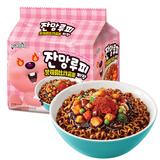 paldo八道方便面 LOOPY赞萌露比辣味炸酱面110g*4包泡面拉面干拌面袋装