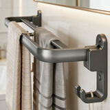 馨沛免打孔毛巾架卫生间浴室挂杆厕所枪灰单杆毛巾杆收纳挂架壁挂置物