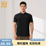 361°运动翻领t恤男2026年春夏季新款休闲透气短袖情侣POLO衫 【男款】超级黑 4XL