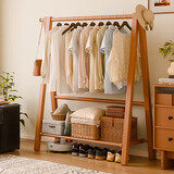 家逸衣架落地衣帽架实木挂衣架卧室可折叠置物架简约晾衣服架子 80cm