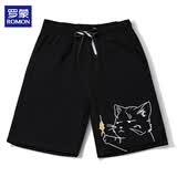 罗蒙（ROMON）五分短裤男夏季韩版潮流印花裤衩男士运动沙滩裤子男裤 黑3XL