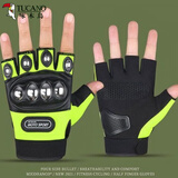 啄木鸟（TUCANO）新款耐磨男摩托车半指手套防护防摔钢壳半截手套骑行战术拳套 绿色 均码