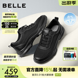 百丽休闲男鞋夏新款厚底透气网面通勤商务运动鞋8AY01CM3 黑色-透气网面 42 (260mm)