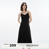 伊芙丽（eifini）伊芙丽分割显瘦高级感气质百搭吊带裙2024秋装新款简约茶歇裙子 黑色 S 80-105斤
