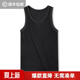马登工装美式棉背心男健身运动老头汗衫无袖t恤跨栏重磅螺纹坎肩打底 黑色 【拍2件减5元/男士背心】 L （修身版型，可拍大一码）