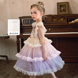 迪士尼（Disney）女童艾莎公主裙2026夏洛丽塔爱莎连衣裙亮片生日礼服蓬蓬裙子童装 紫色 渐变亮片公主裙-含头纱 130 【身高约125-135cm体重50-60斤】