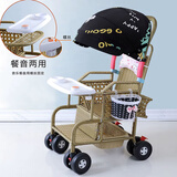 小卜麦童婴儿推车仿竹藤推车轻便可坐可躺儿童藤编椅仿藤夏季 【餐音两用】黑遮阳伞+可坐可躺+双层编制