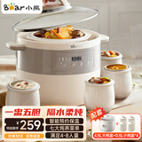 小熊（Bear） 电炖锅 电炖盅 家用陶瓷锅 隔水炖锅 煲汤锅熬汤煲大容量5-6人可炖一鸡 煮粥养生锅 长效预约定时 白瓷隔水柔炖 6.5L DDZ-B45B2