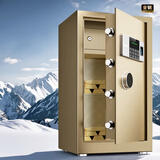 得力保险柜 家用办公指纹密码保管箱小型保密箱全钢防盗可入墙入柜保管柜保险箱 60cm金色 曜臻系列