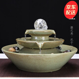 祥业 水塔旋转水晶流水喷泉加湿器家居装饰工艺礼品客厅办公室摆件 水塔旋转水晶绿色