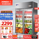 星星（XINGX）展示柜冷藏保鲜柜蔬菜水果双开门立式冰柜 冰箱商用大容量麻辣烫饭店食堂厨房点菜饮料串串啤酒 双门铜管 880升 BC-980Y