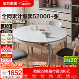 全友家居现代简约餐桌椅组合套小户型装家用折叠可伸缩圆桌子政府补贴 中灰|1.2米功能桌+烟云软包椅*4