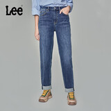 Lee411舒适高腰小直脚显瘦蓝色水洗女牛仔裤潮流