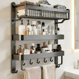 馨沛太空铝卫生间置物收纳架免打孔多层毛巾架壁挂浴室厕所浴巾架挂架