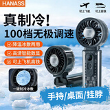 HANASSUSB充电手持高速小电风扇便携户外桌面办公室学生宿舍强力可充电大风力制冷H06乔迁生日礼物男女生