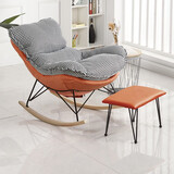 艺柳园休闲摇摇椅成人躺椅逍遥椅小户型懒人沙发客厅单人沙发家用摇椅 千鸟格橙色底+脚踏【舒适款-加厚】棉麻